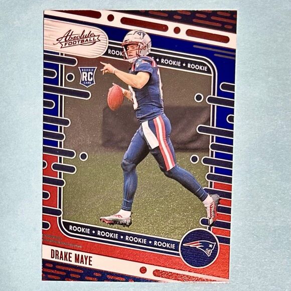 Drake May Patriots ROOKIE 2024 ABSOLUTE RED/BLUE PARALLEL RC Card #103 - Picture 1 of 2
